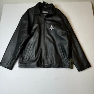 Burks Bay NWT Driving Leather Coat Men Size XL World Series Poker Lined    Black